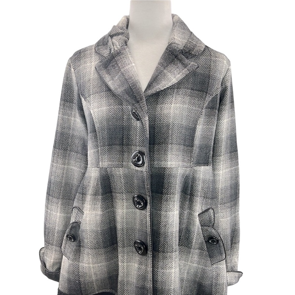 Jolt Plaid Pea Coat - Picture 2 of 7